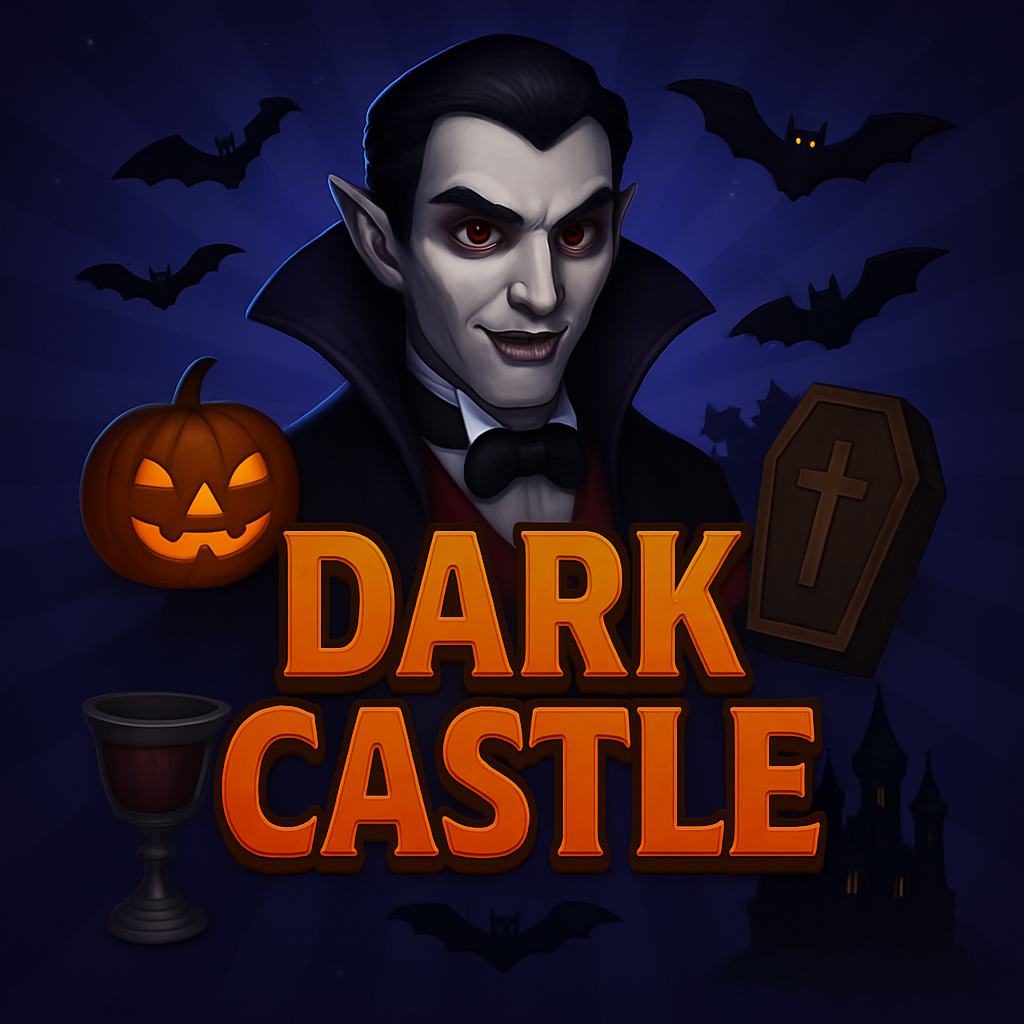 Dark Castle slot — gothic medieval fortress at night with bats and glowing moon
