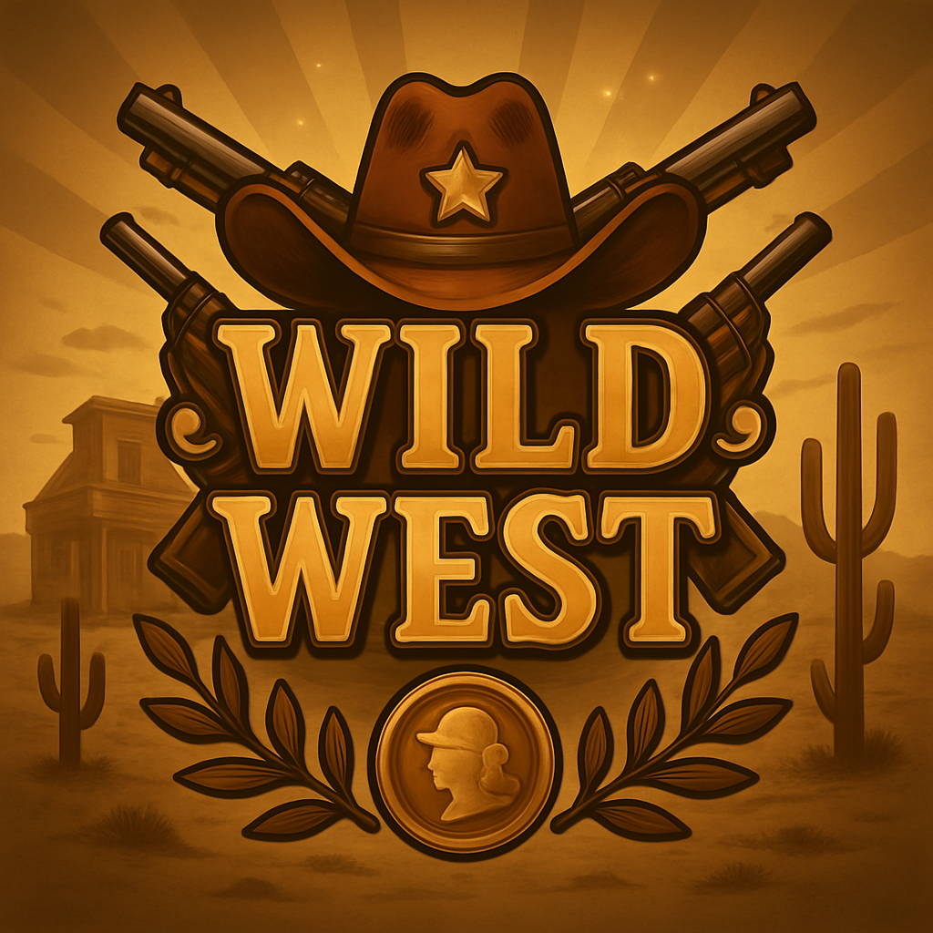 Wild West slot game — dusty frontier landscape with wanted posters and gold nuggets